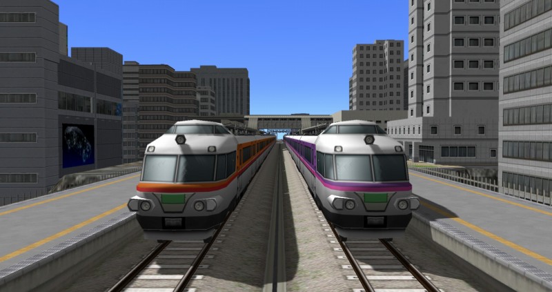 姫海駅で特急ひめうみと同時発車